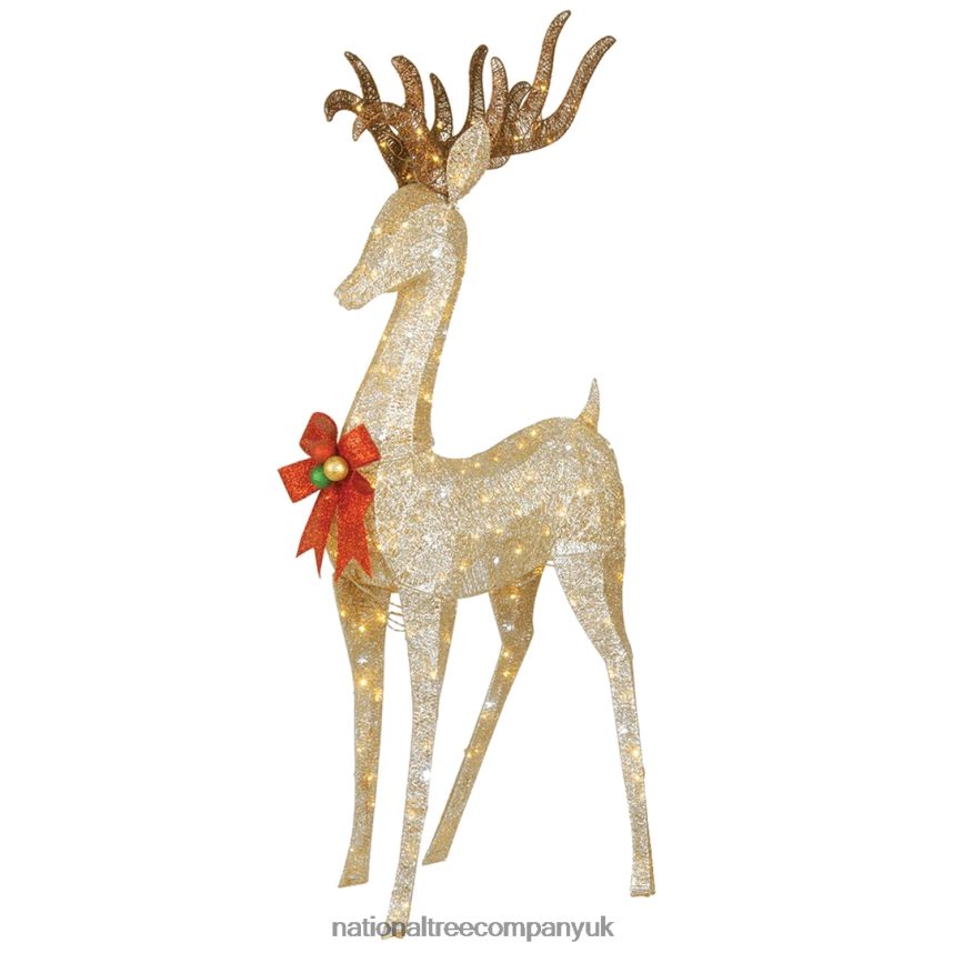 decoration | National Tree Company 74 Pre-lit Crystal Champagne Standing Buck F2L4F674